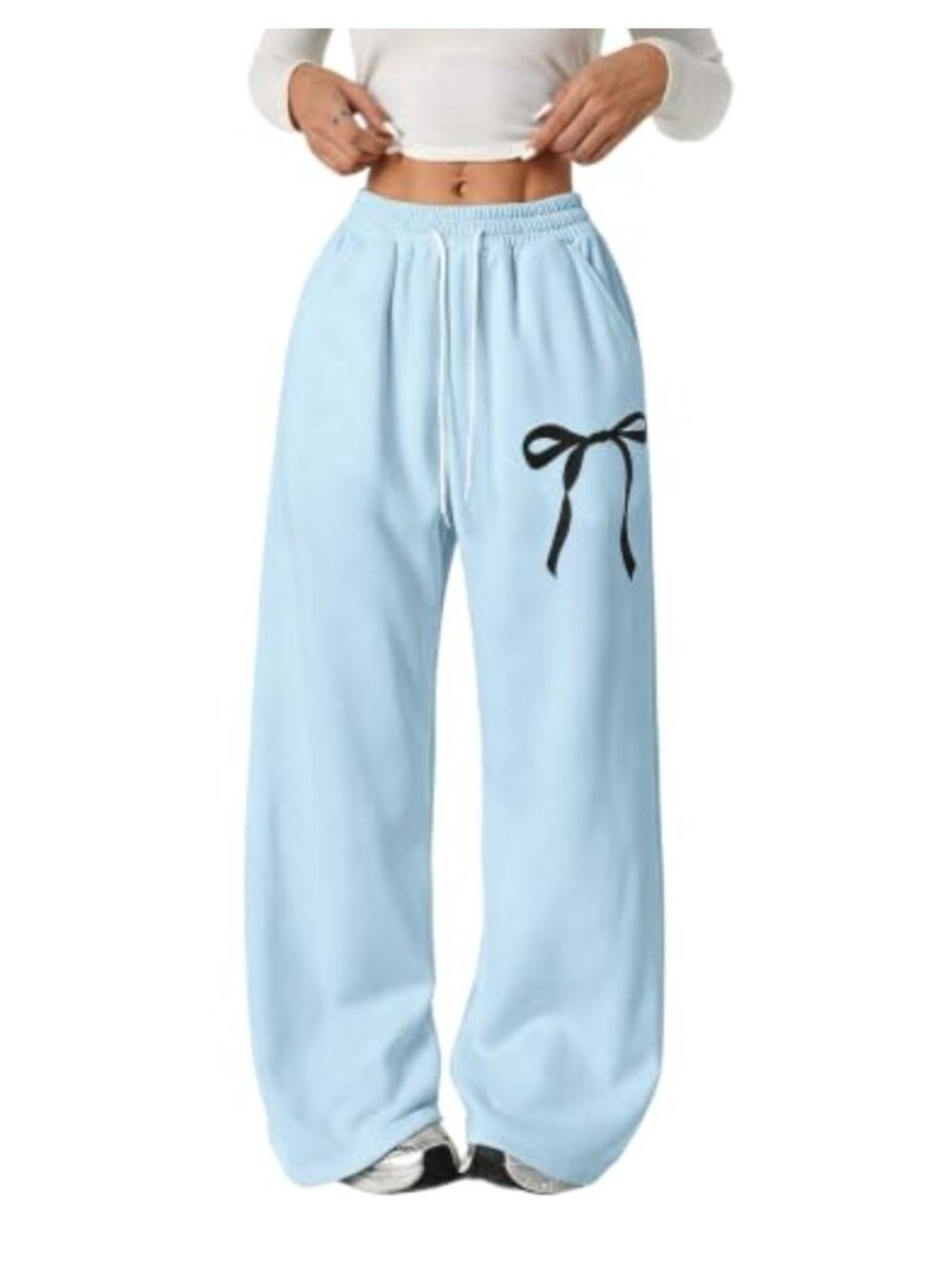 Coquette Bow Baggy Sweatpants Wide Leg Pants with Pockets